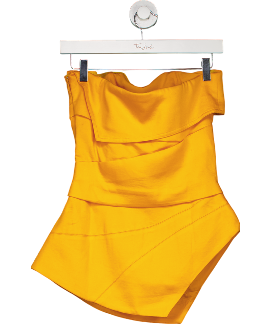 Karen Millen Orange Premium Linen Structured Pleated Tailored Bandeau Top UK 6