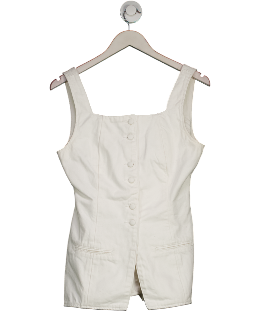 Meshki White Kaitlyn Square Neck Long Line Top UK XL