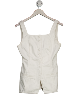 Meshki White Kaitlyn Square Neck Long Line Top UK XL