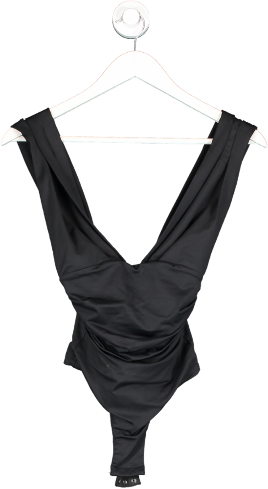 Showpo Black Mercede Plunge Neck Bodysuit UK 8