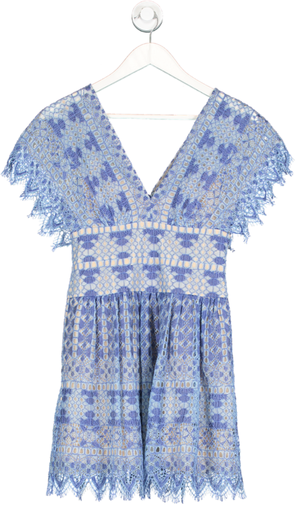 BCBGMAXAZRIA Blue Lace Mini Dress UK XS