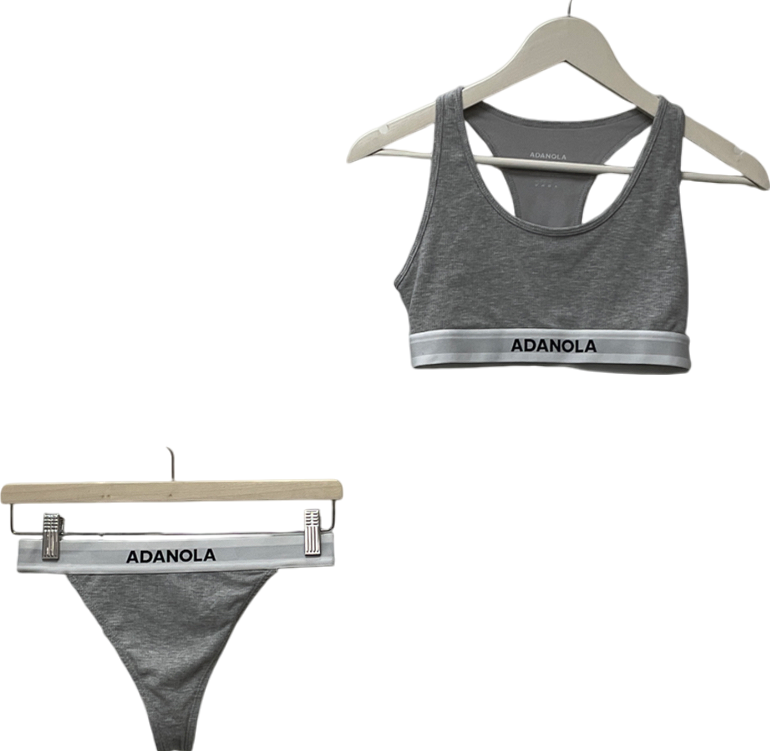 Adanola Grey Ribbed Racer Bra & Ribbed Thing UK XS/S