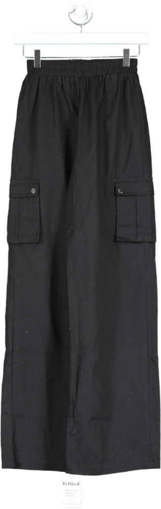 PrettyLittleThing Black Pocket Detail Cargo Trousers UK 6