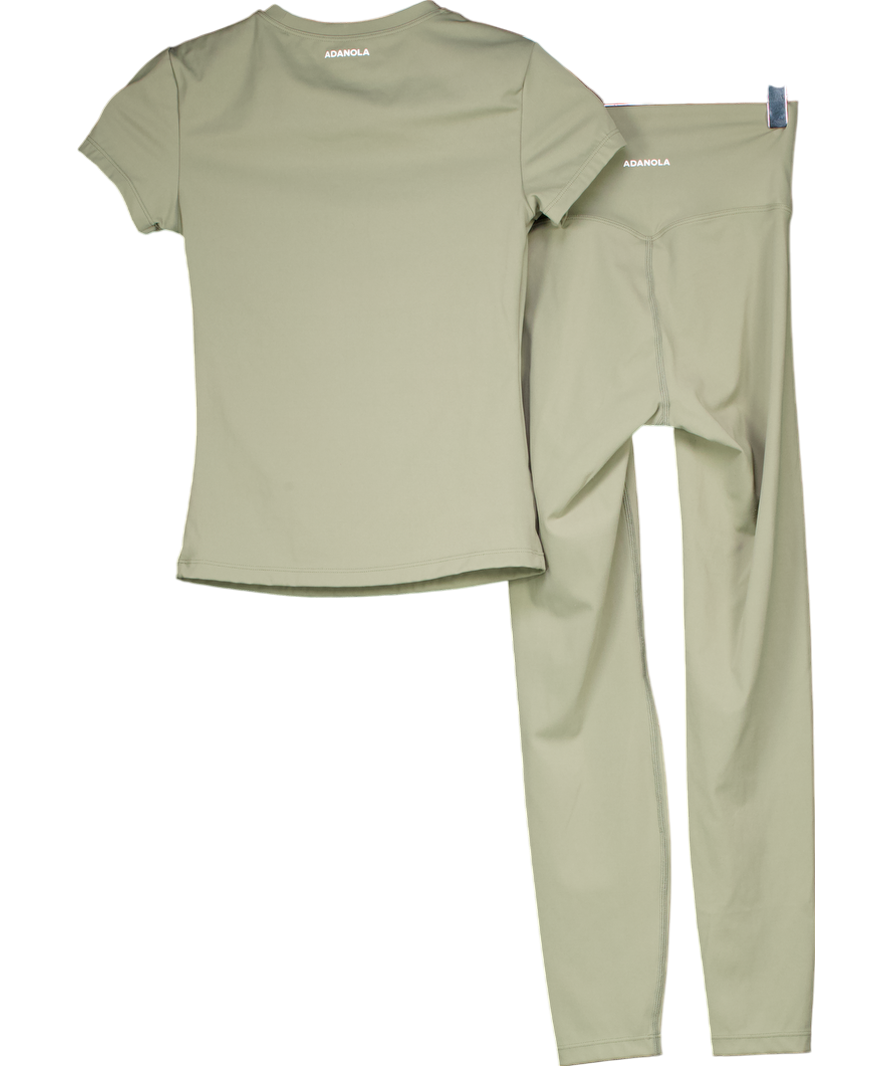 Adanola Green Ultimate Short Sleeve Top Matching Leggings UK XS