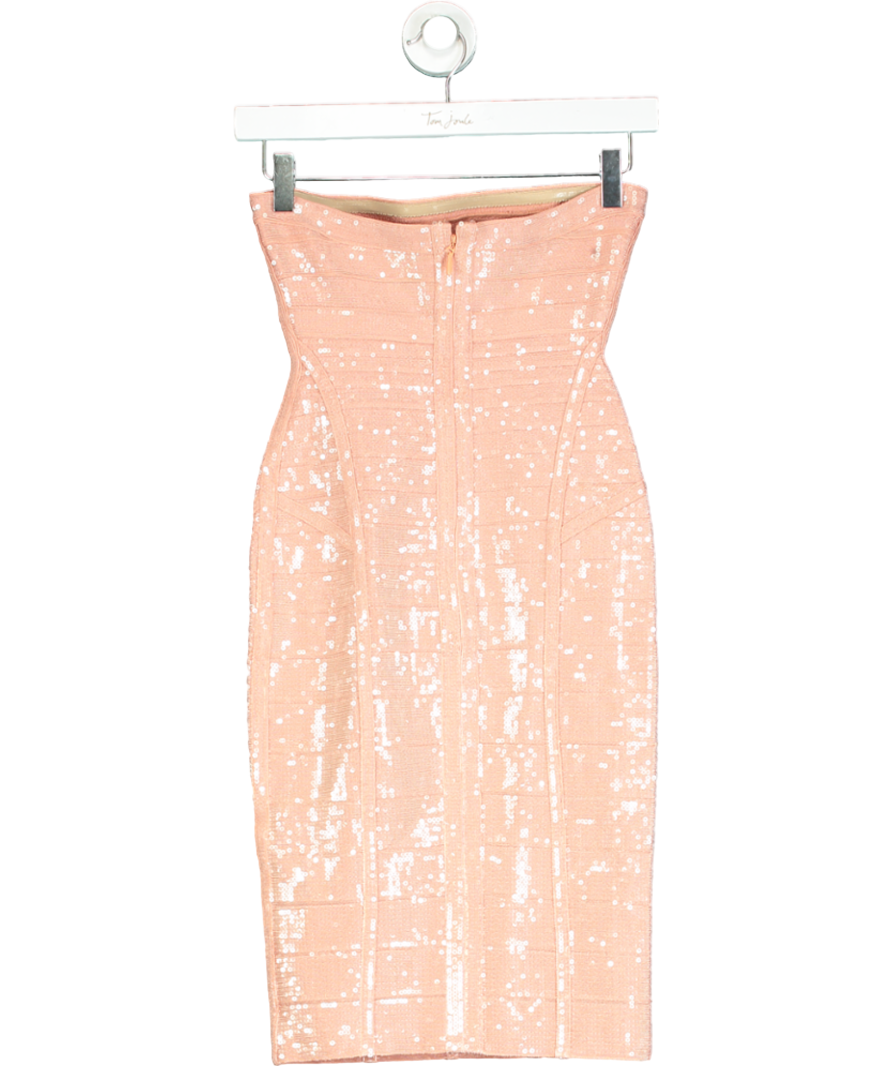 Herve Leger Pink Frances Sequin Dress UK XS