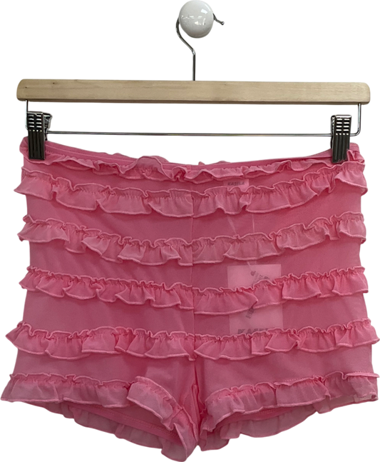 Kasela Pink Ruffle Mesh Shorts UK M