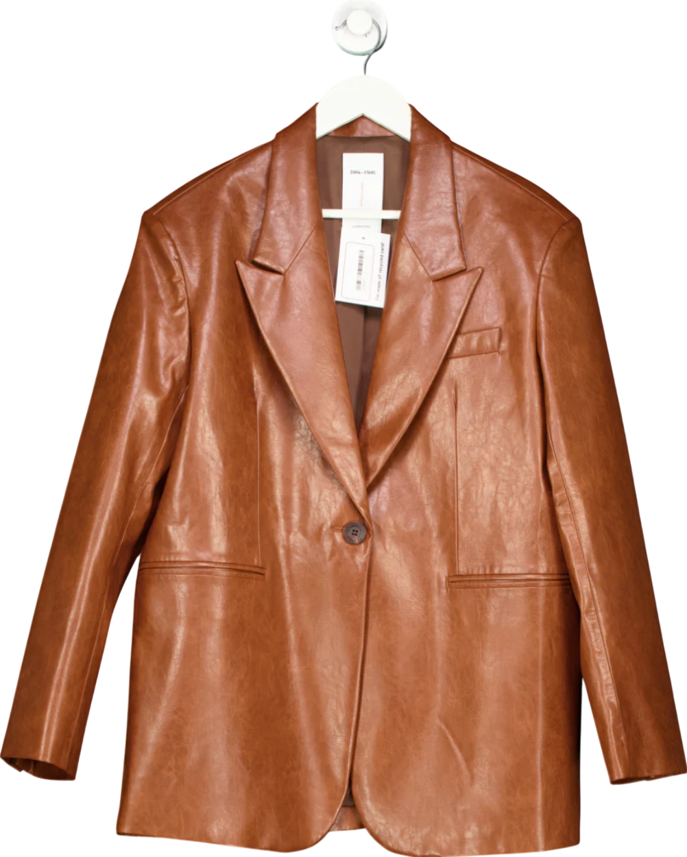 Fabrique X Sinha-stanic Brown Stonham Oversize Blazer In Eco Wax Leather UK XS