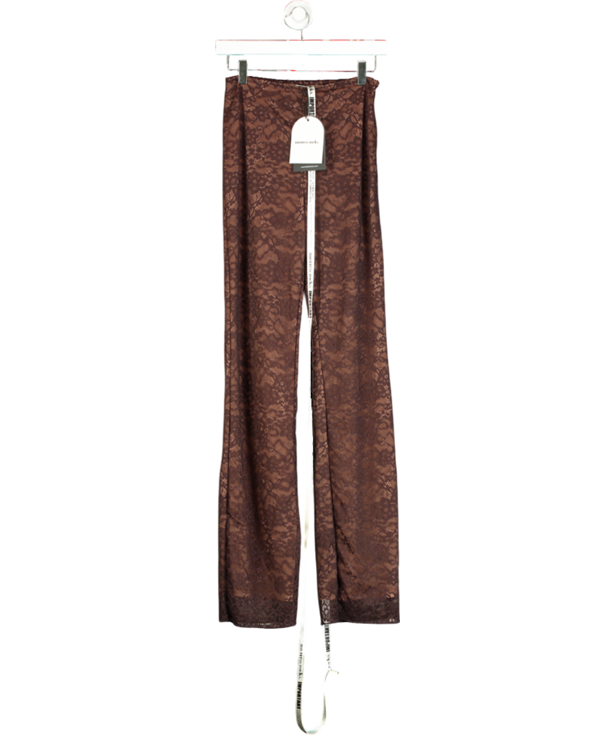 Mistress Rocks Brown Stretch Lace Trouser UK S