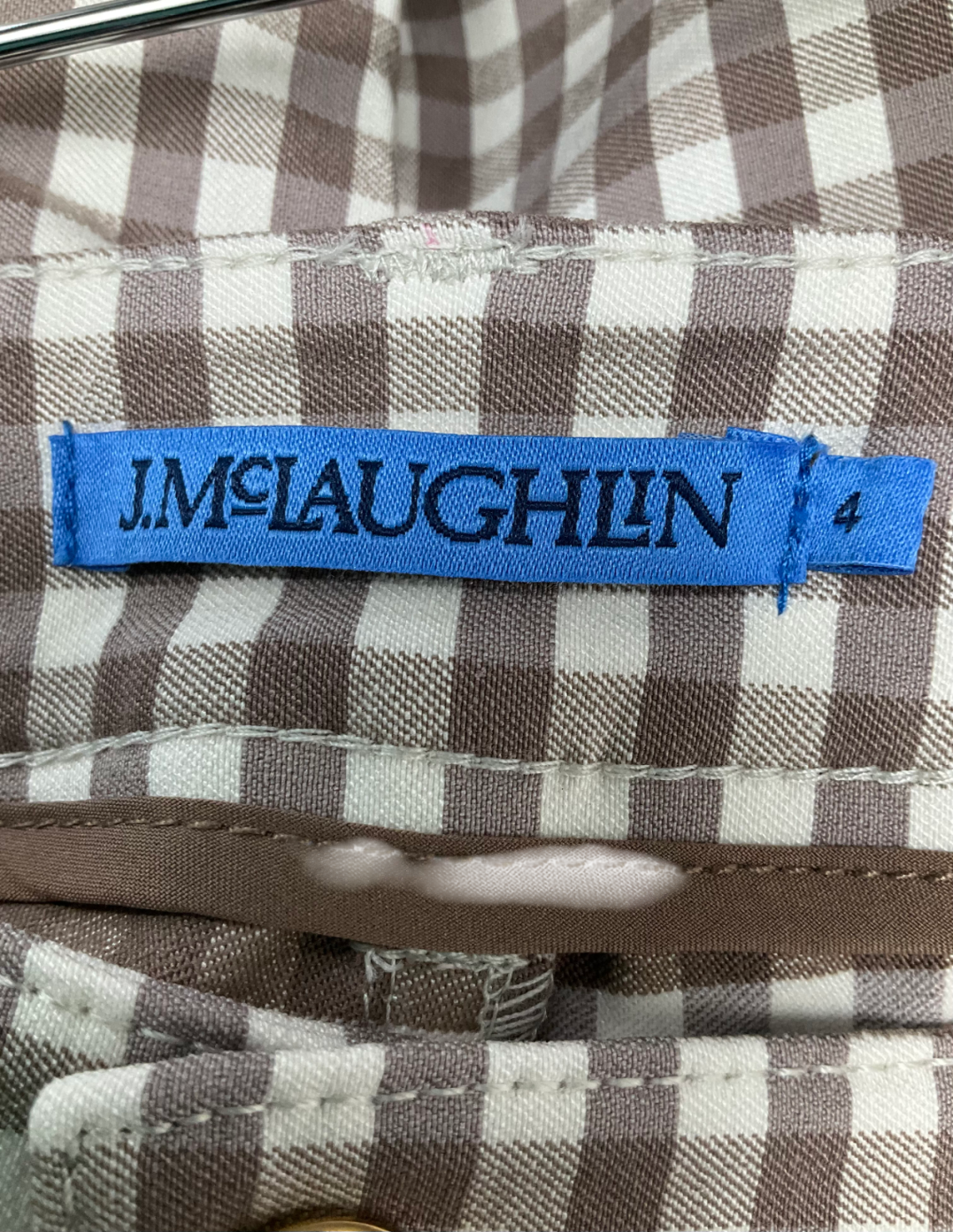 J.McLaughlin Brown Dakota Gingham Trousers UK 8