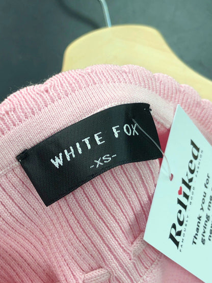 White Fox Pink Knit Tube Top UK XS