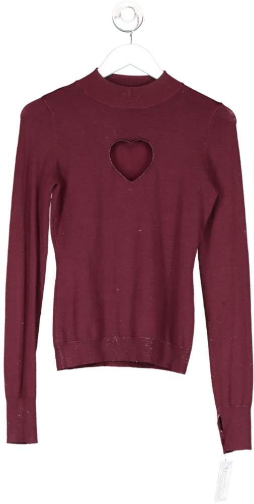 Cloeys Red Cut Out Heart Sweater UK S