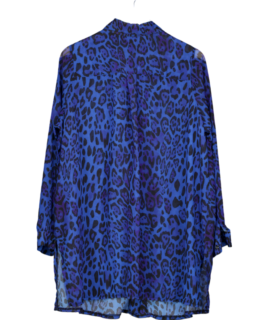 Yours Blue Animal Print Sheer Shirt UK 20