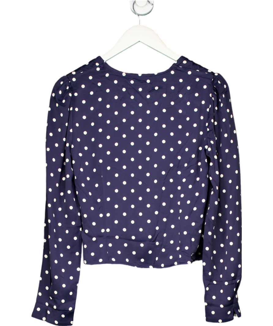 Rouje Paris Blue polka dot Tressie Long Sleeve Wrap Blouse UK 10