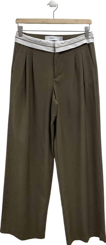 Bershka Green Contrast Tape Wide Leg Trousers UK 6