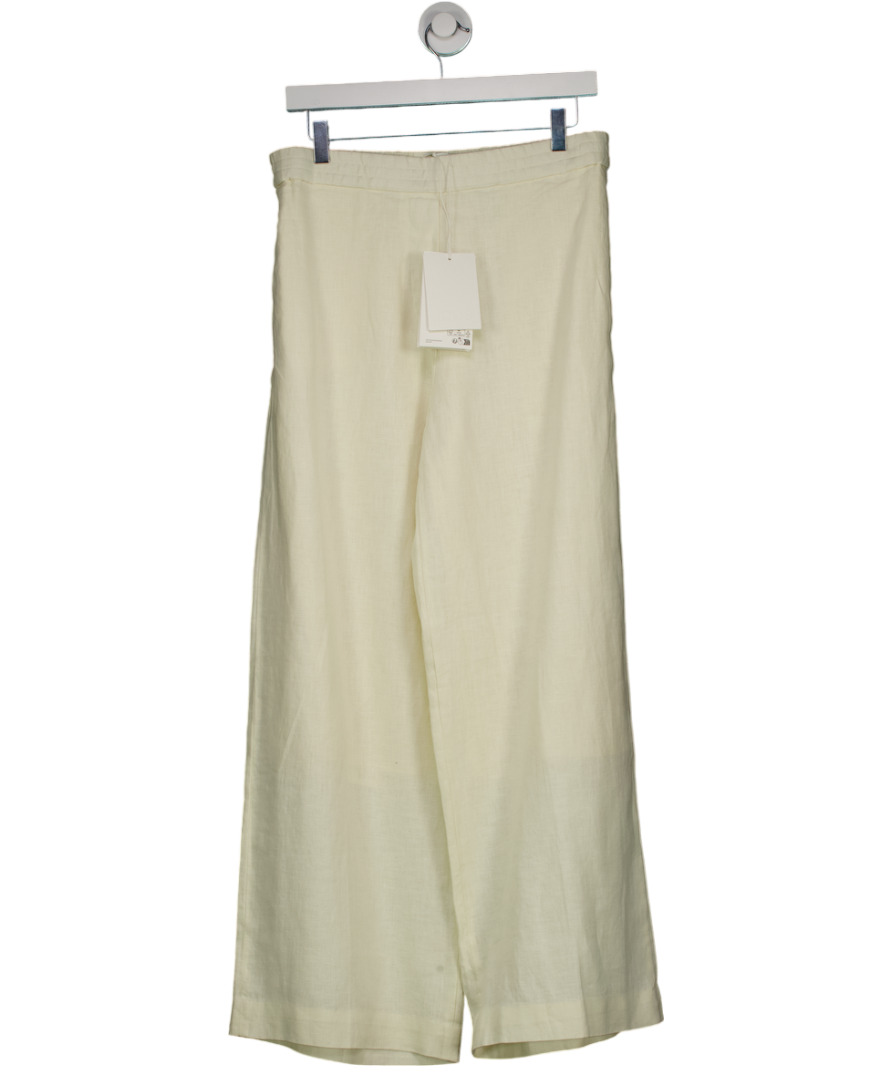 cos Cream Straight-leg Tailored Linen Trousers UK 10