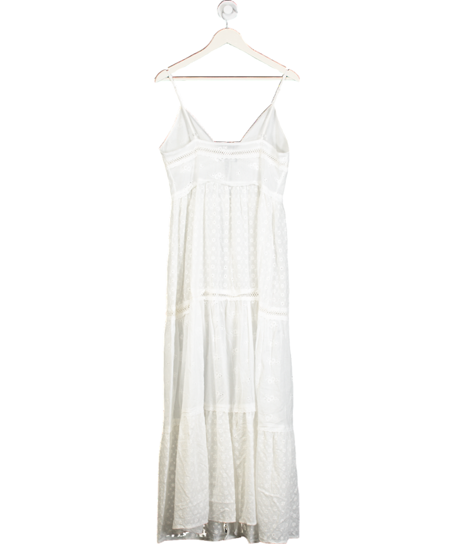 White Fox White Cotton Broderie Tie Front Dress UK L