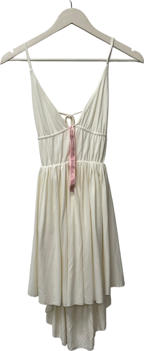 Oh Polly Cream Margot Halter Neck Backless Mini Dress In White UK 12