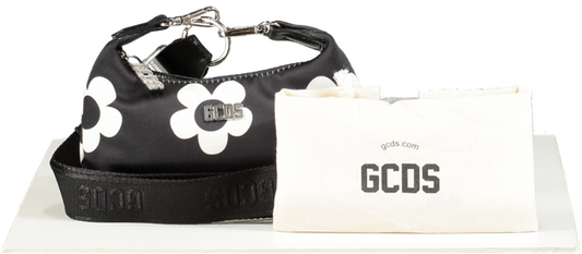GCDS Black and White Daisy Banana mini neck bag