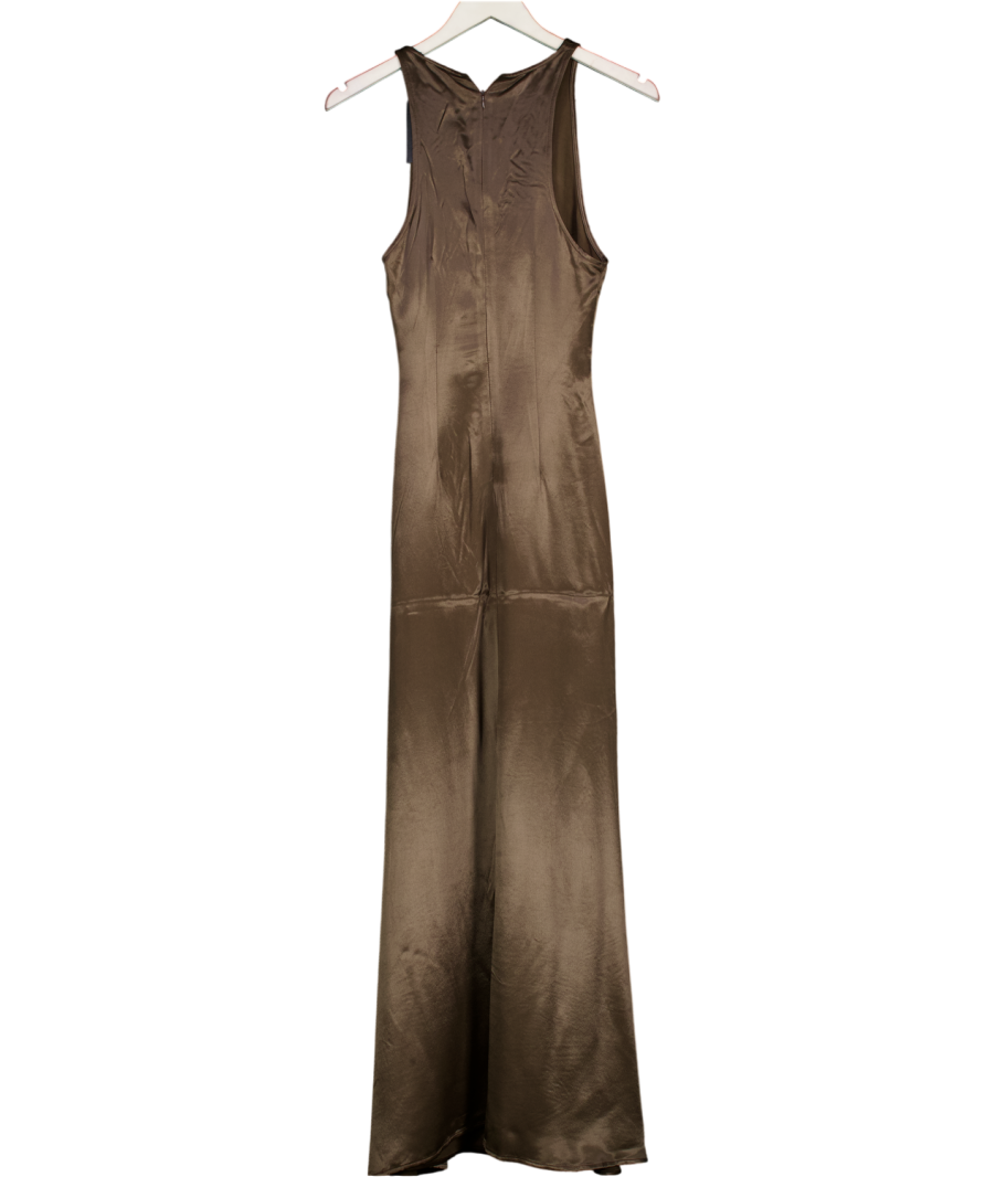 ASOS Satin Slip Midi Dress In Chocolate Brown UK 6