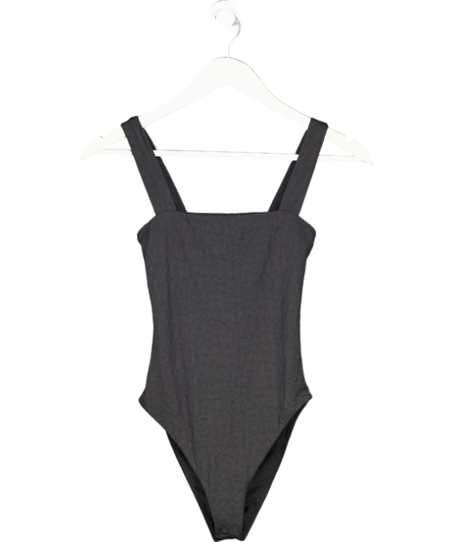 House of Harlow 1960 Black Black, One Piece Flower Embossed Swimsuit UK XS
