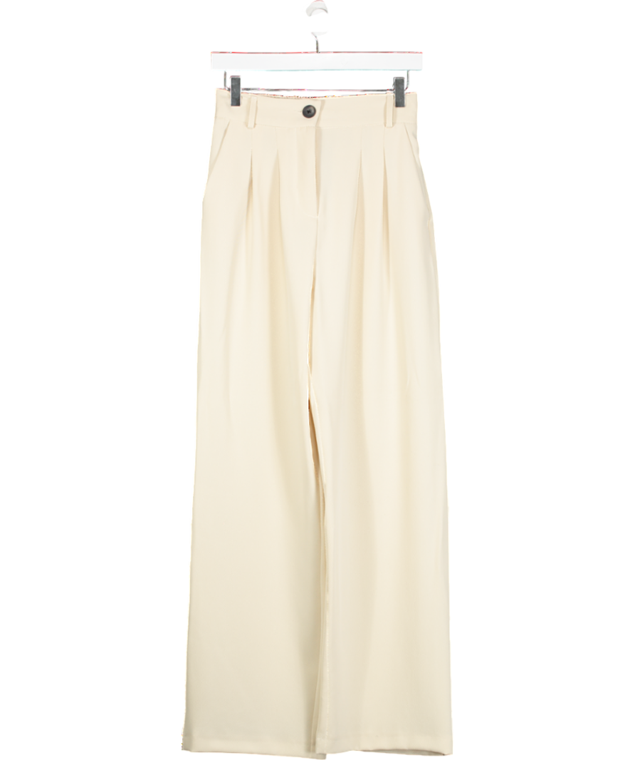 River Island Cream pleated Straight Leg Trousers UK 6