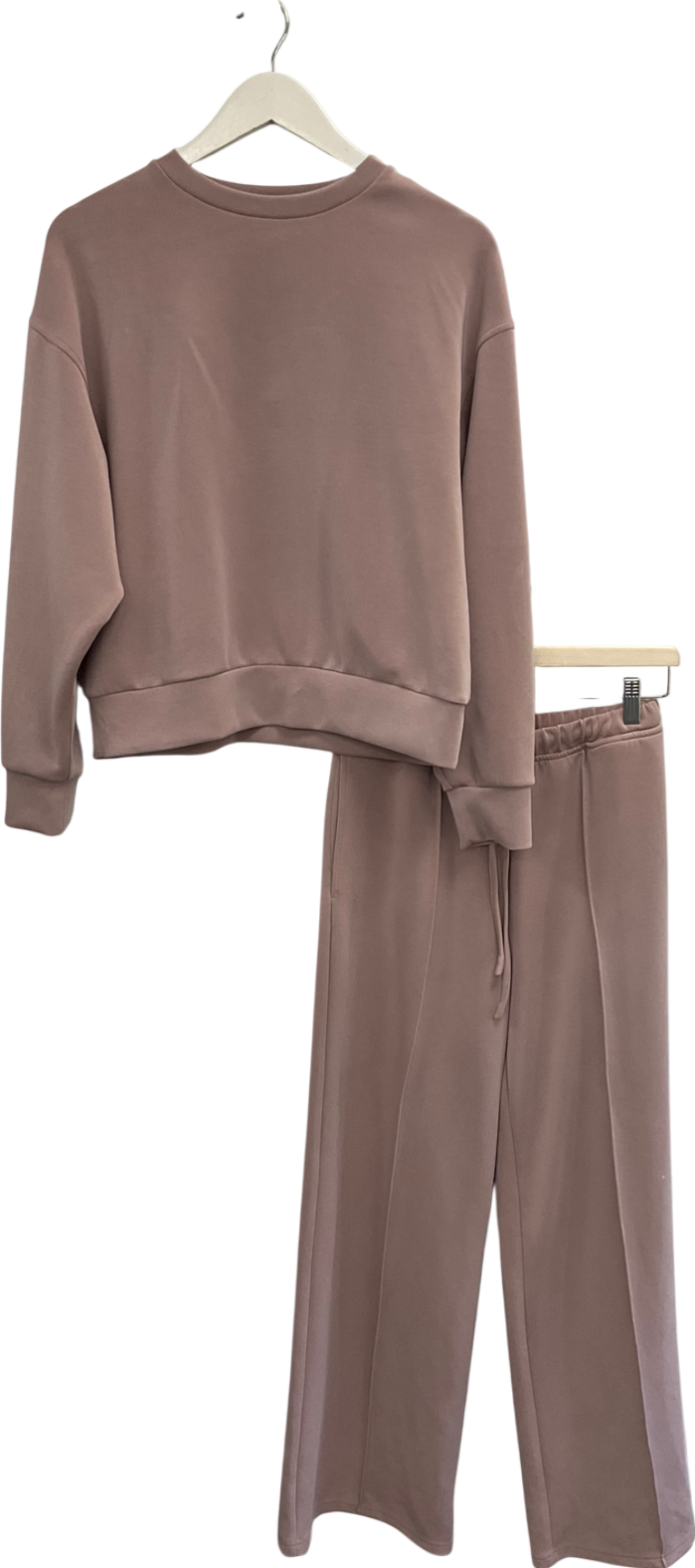 Stradivarius Pink Basics Soft Sweater And Wide Leg Joggers UK XS