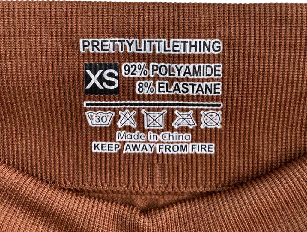 PrettyLittleThing Brown Ribbed Leggings UK XS