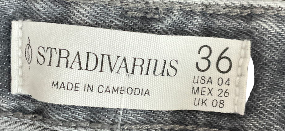 Stradivarius Grey D92 Straight Wide-leg Jeans UK 8