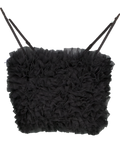 QUIZ Black Tule Ruffle Strappy Crop Top UK 6
