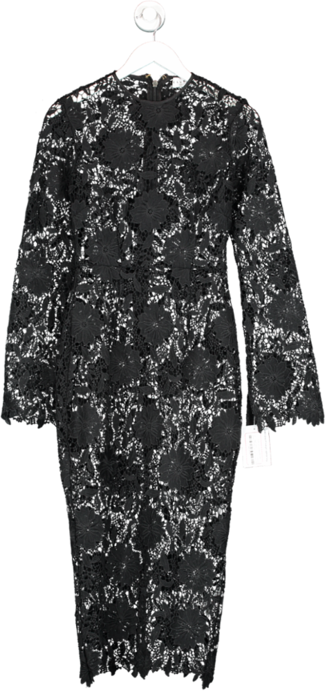 Club L Black Scandal Lace Long Sleeve Midi Dress UK 8