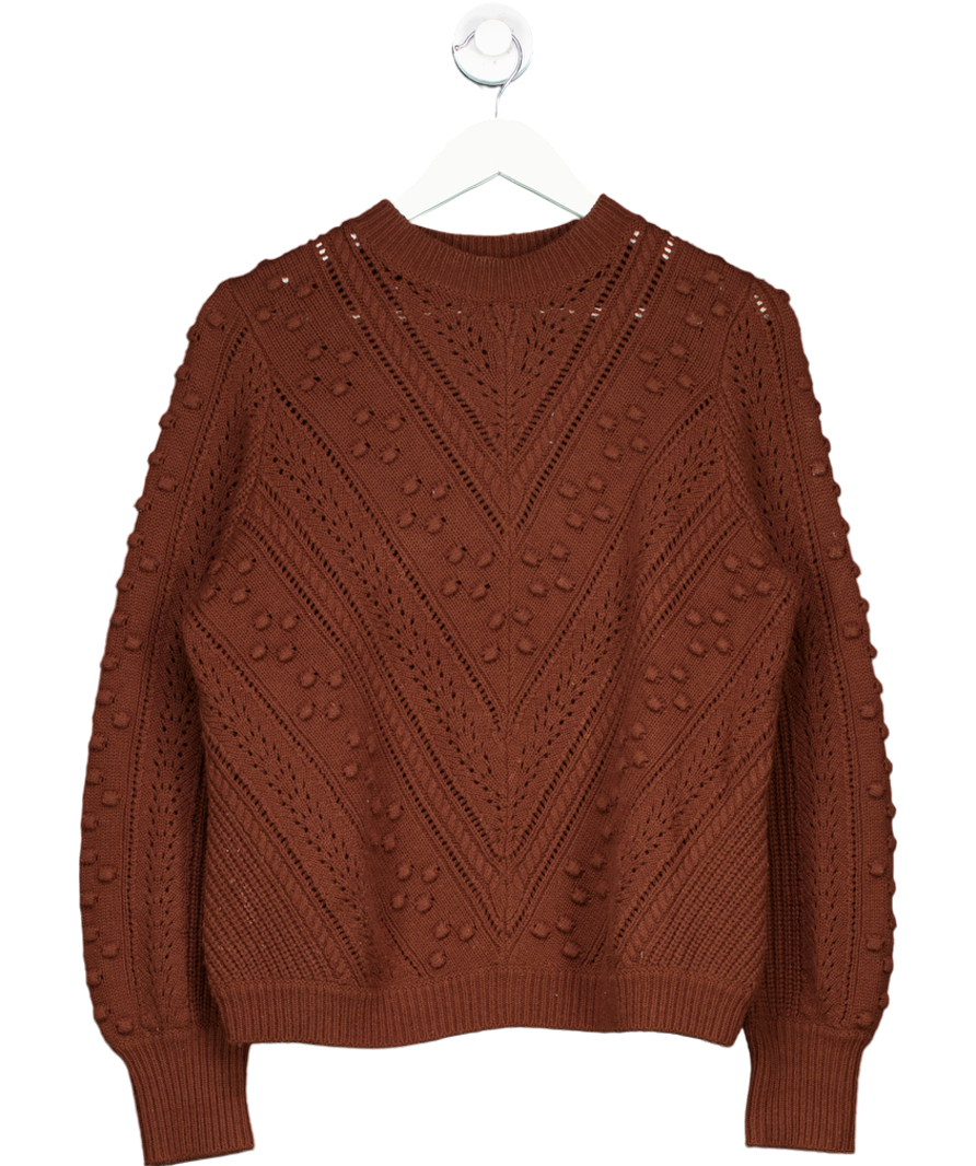 Sezane Chocolate Brown Wool Blend Jumper UK M