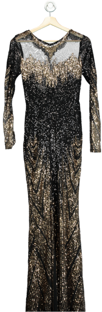 Goddiva Gold Sequin Maxi Dress UK 8