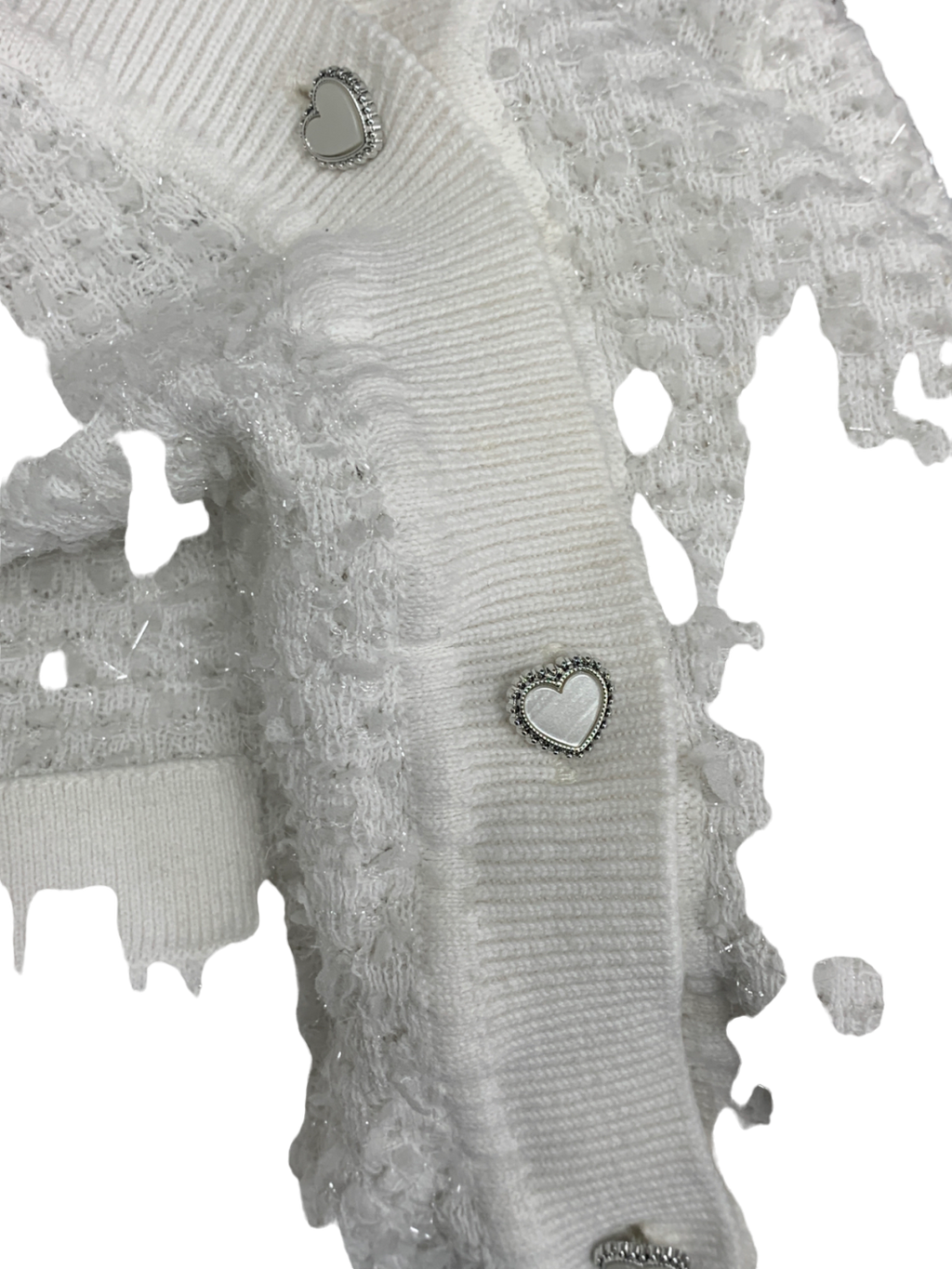 River Island White Heart Button Crop Top UK 8