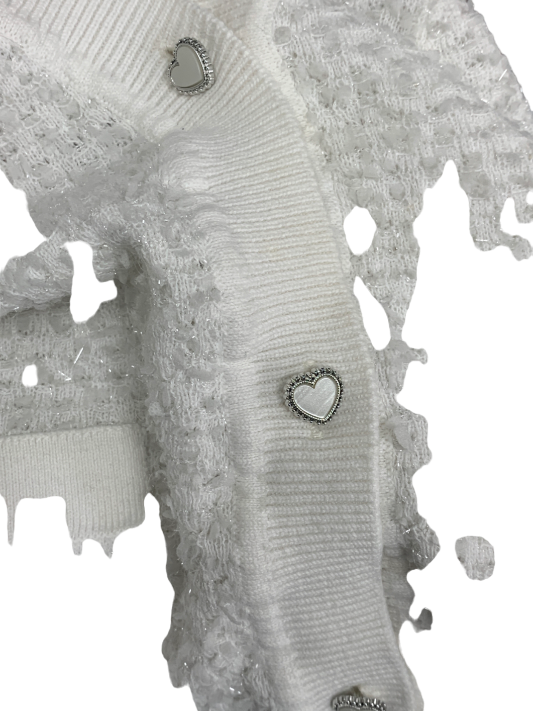 River Island White Heart Button Crop Top UK 8