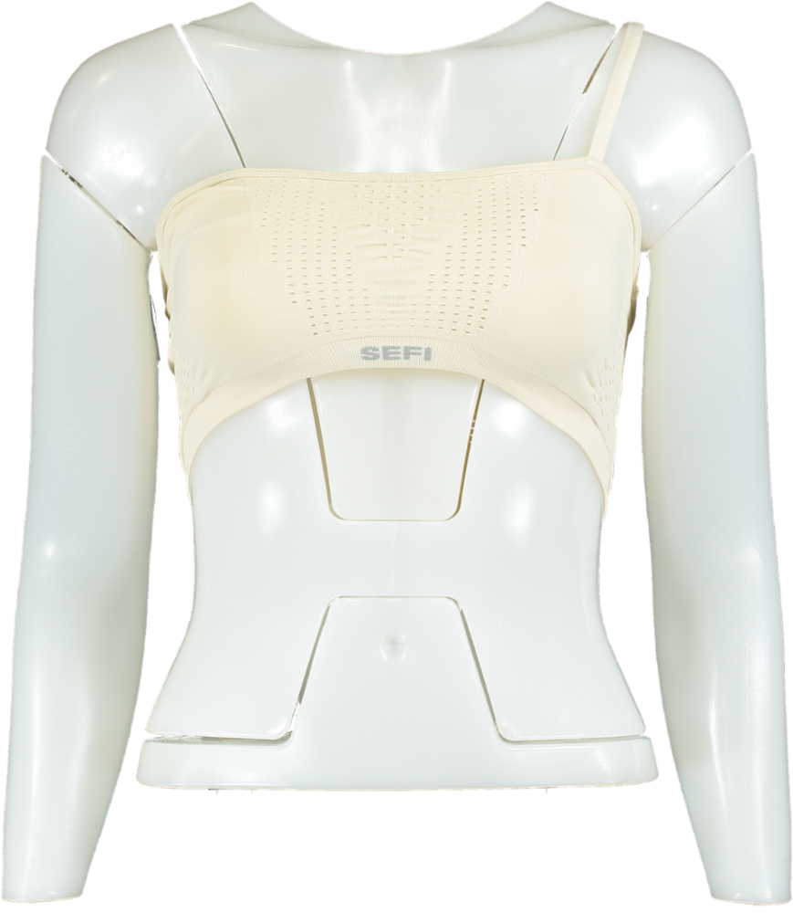 SEFI Whipped Cream Waffle Asymmetric Bandeau Bra UK S