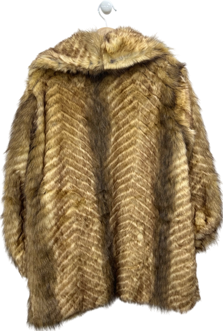 Missguided Brown Faux Fur Coat UK 10