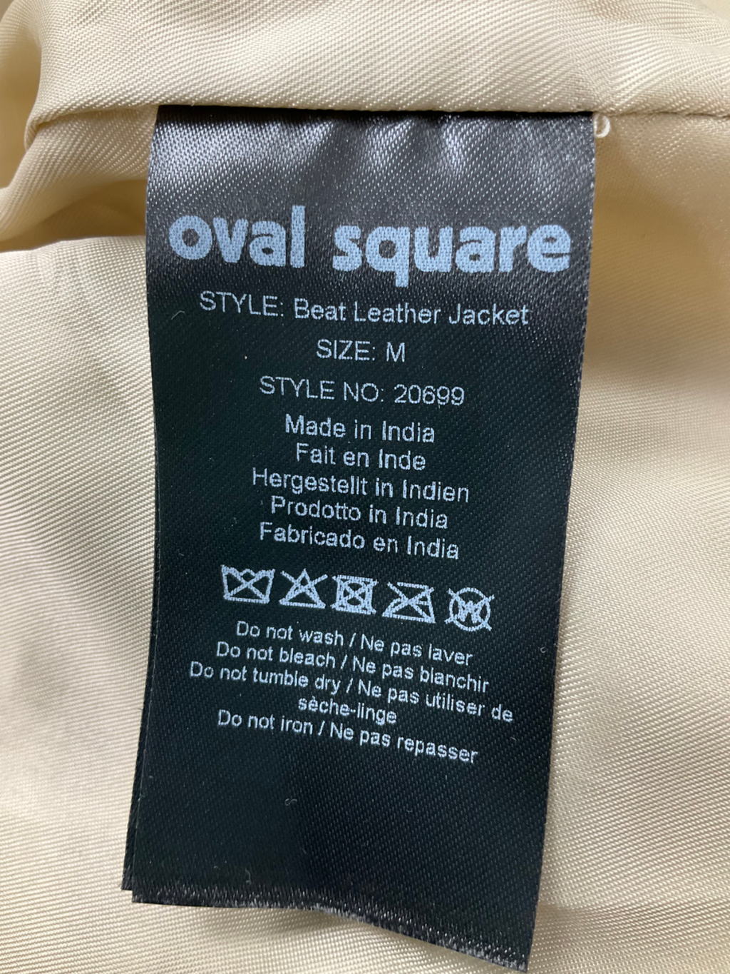 Oval Square Grey Beat Leather Jacket UK M