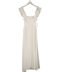 New Look Cream Floral Print Square Neck Ruffle Back Bow Midi Dress UK 8