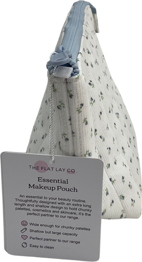 The Flat Lay Co. White Marshmallow Essential Makeup Pouch - Cozy Cotton Ditsy Floral One Size