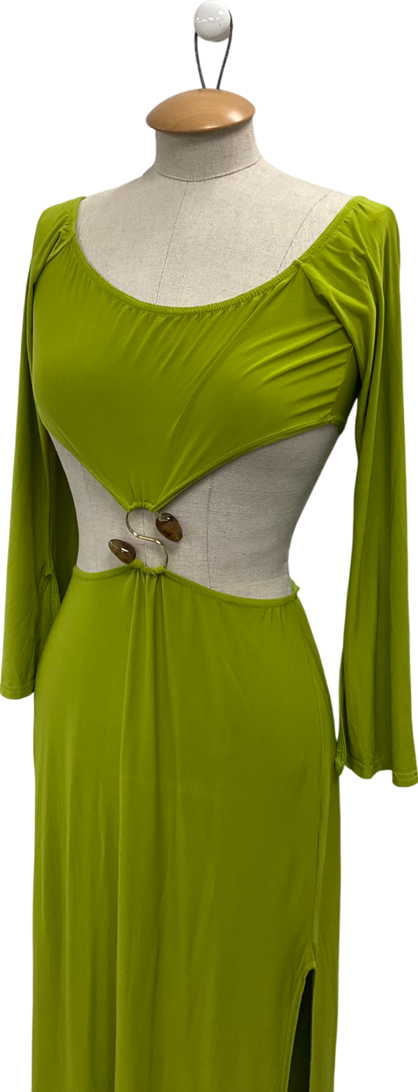 boohoo Green Molly Smith Cut Out Trim Detail Maxi Dress UK 10