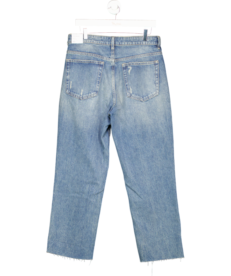 MANGO Blue Blanca Straight-fit Cropped Jeans UK 12