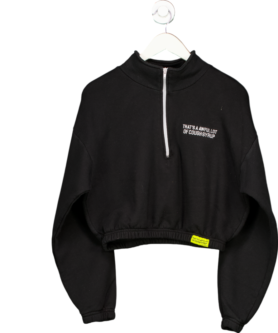 That's A Awful Lot of Cough Syrup Black Cropped 1/2 Zip Sweater UK M/L