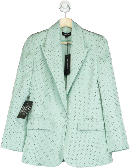 Nadine Merabi Mint Green Crystal Embellished Blazer UK XS