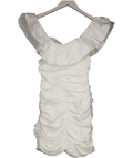 ZARA White Draped Poplin Bardot Mini Dress UK XS