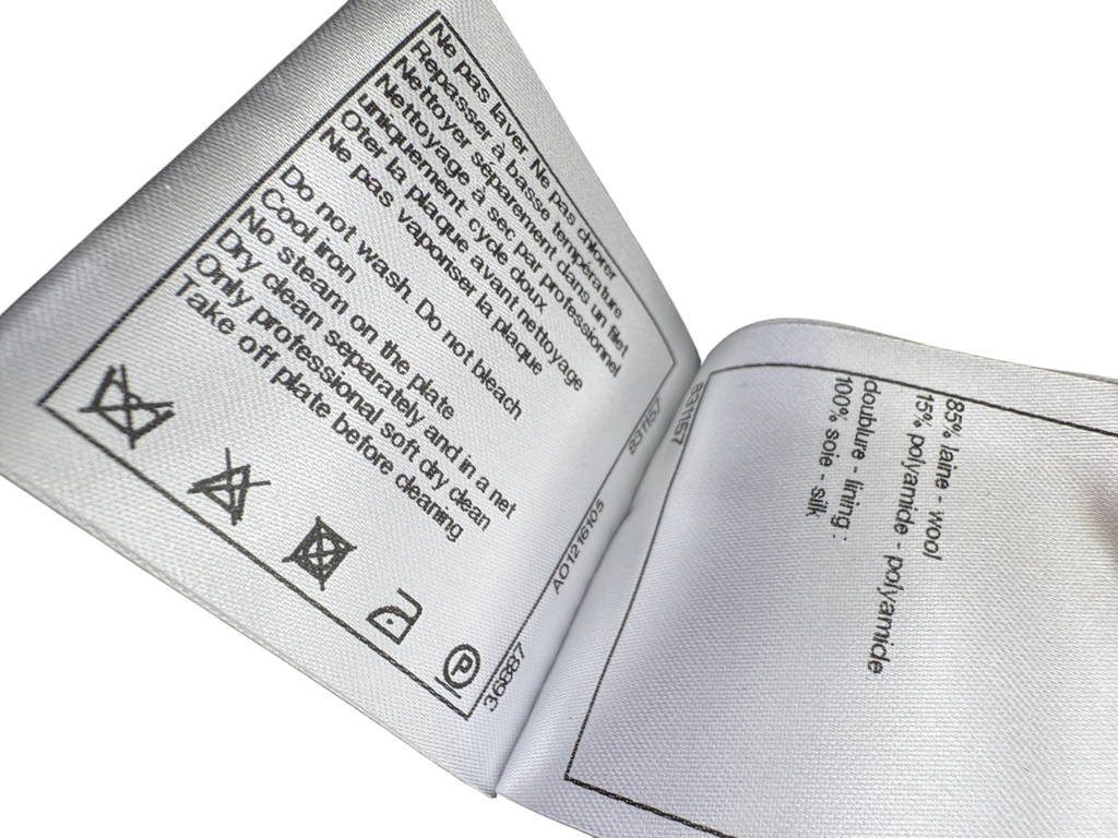 Chanel Black Wool /Silk Blend skirt with pearl "CC" Button UK 8