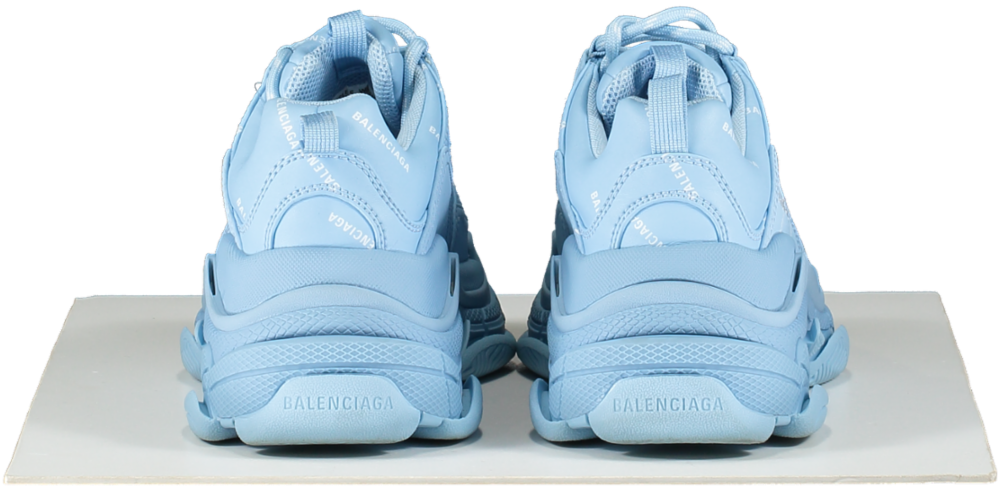 Balenciaga Triple S All Over Logo Sneaker Trainers In Light Blue & White UK 3 EU 36 👠