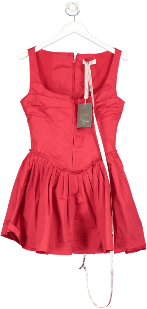 House of CB Red Cupid Pleated Mini Dress UK L