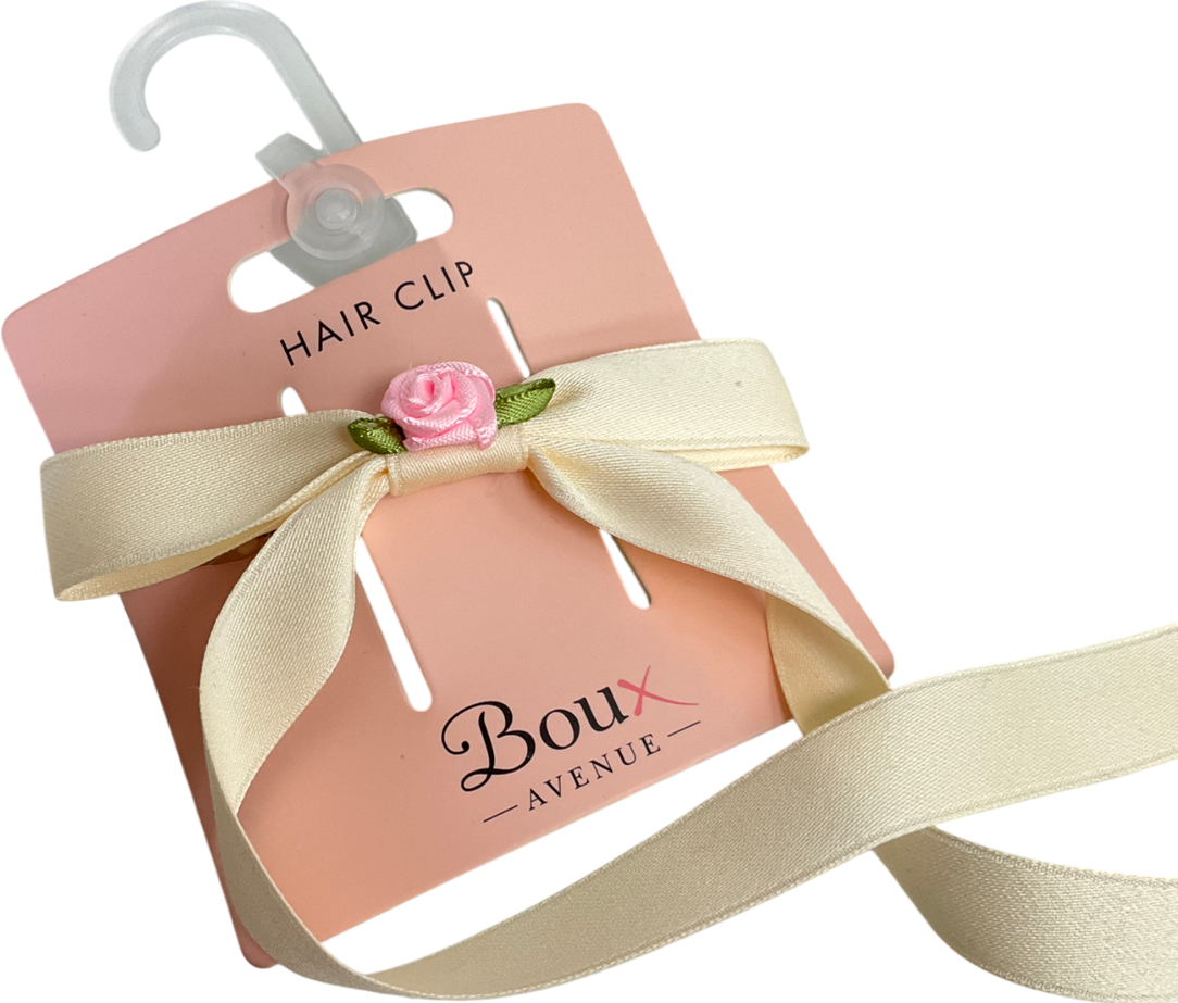 boux avenue Cream Rosebud Satin Bow Hair Clip One Size