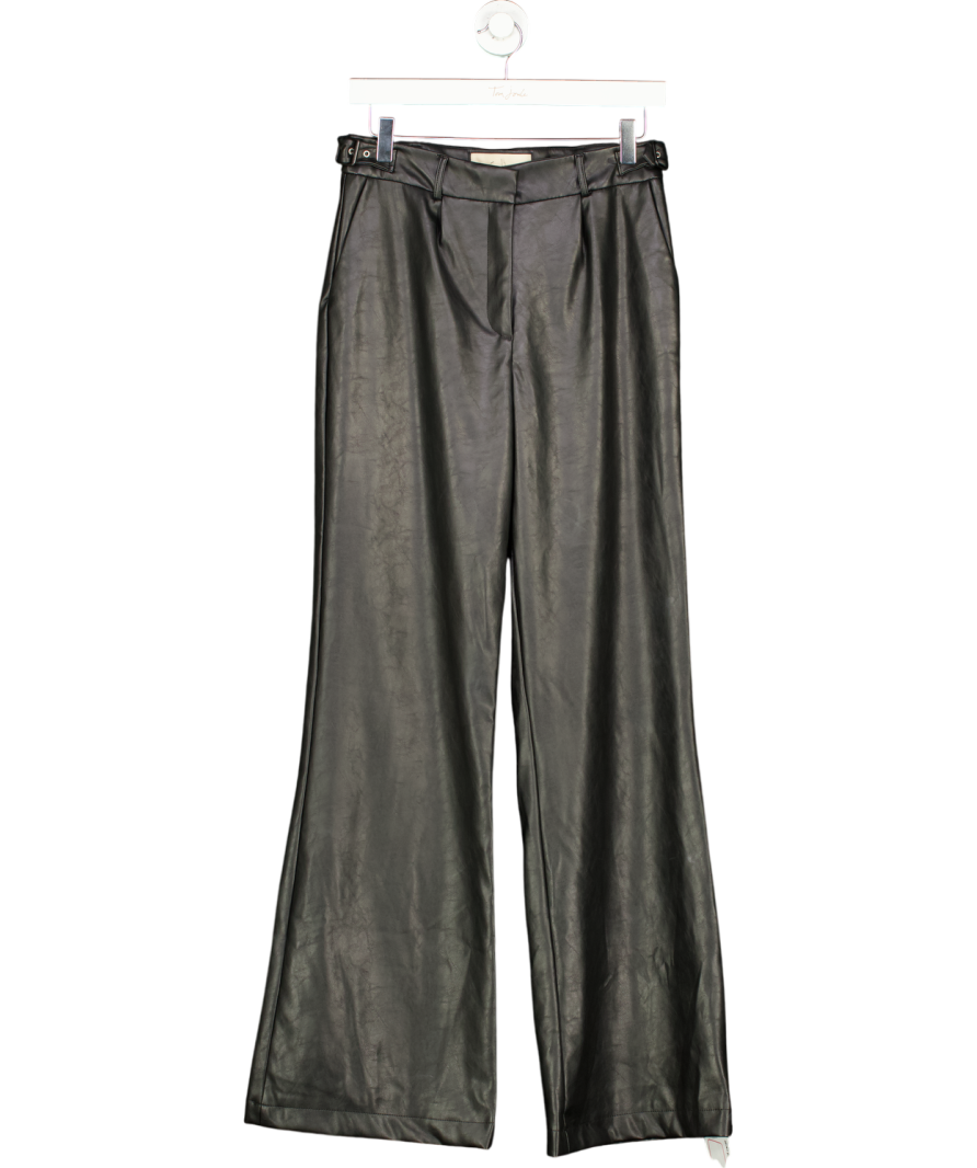 Prevu Black Aurora Wide Leg Faux Leather Trousers UK 8
