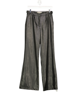 Prevu Black Aurora Wide Leg Faux Leather Trousers UK 8